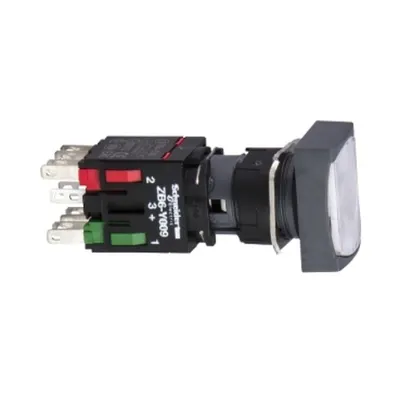 Buton Iluminat Alb Ø 16, Incastrat, Revenire cu Arc, 24 V, 1No