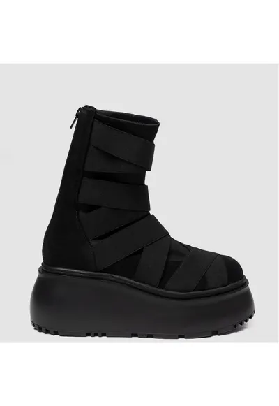Ghete din piele intoarsa - cu model suprapus din benzi elastice Uddy Extreme - Negru