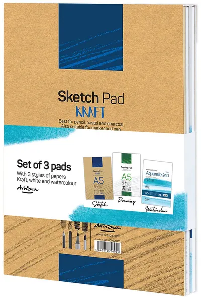 Set caiete de schițe Drasca - A5, 3 buc
