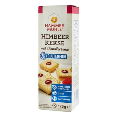Biscuiti fara Gluten, cu Zmeura si Crema de Vanilie, 125 g, Hammer Muhle