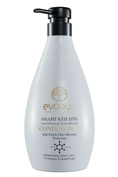 Balsam de Par cu Keratina, EVOQUE Smart Keratin, 380 ml - Profesional, Anti-Frizz, Protectie UV, cu Ulei de Argan si Macadamia