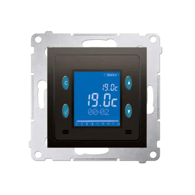 Termostat digital cu display, senzor interior de temperatura, maron mat metalic