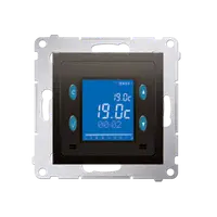 Termostat digital cu display, senzor interior de temperatura, maron mat metalic