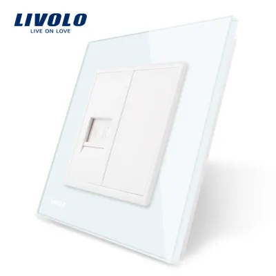 Priza simpla Telefon Livolo cu rama din sticla
