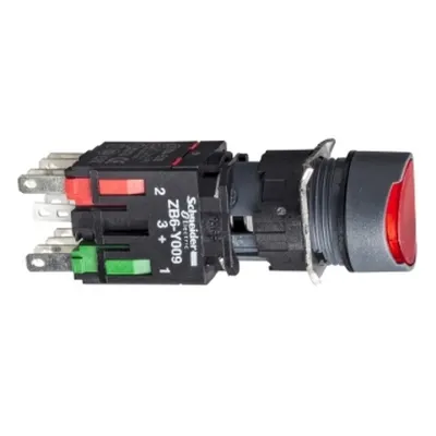 Buton Iluminat Rosu Ø 16, Incastrat, Revenire cu Arc, 24 V, 1Nc