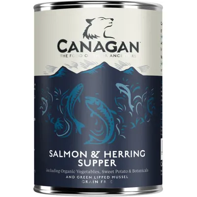 Hrana umeda pentru caini Canagan Somon si Hering 400 gr
