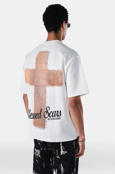 Tricou Oversized Blessed Scars Off White Tsas480(hg265) (mărime: L)