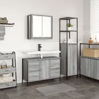 Set de mobilier pentru baie 2 piese Gossi gri sonoma din lemn prelucrat
