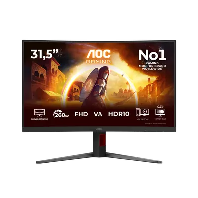 Monitor Gaming AOC C32G4Z, 31.5", 1920 x 1080 pixeli, Black, Red, 3 ani Garantie