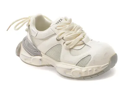 Pantofi sport GRYXX albi, 2063, din material textil si piele naturala