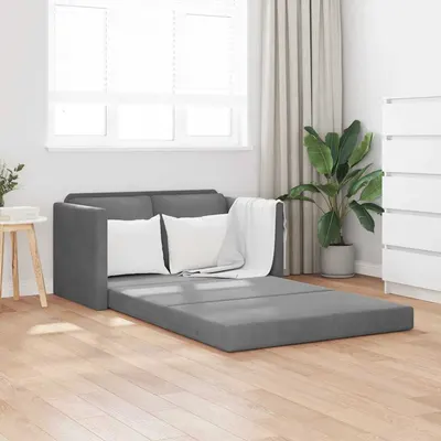 vidaXL Canapea extensibilă de podea 2 în 1, gri închis, 122x204x55 cm