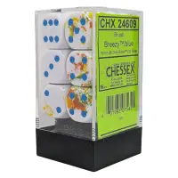 Set 12 Zaruri Chessex Brush d6 Dice 16mm - Brezy/Albastru