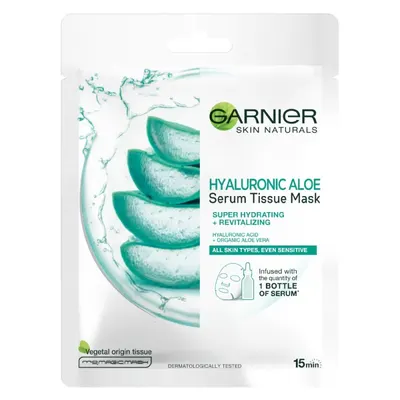 Masca Servetel Garnier Skin Naturals, cu Acid Hialuronic si Aloe Vera, pentru Toate Tipurile de Ten, 28 g