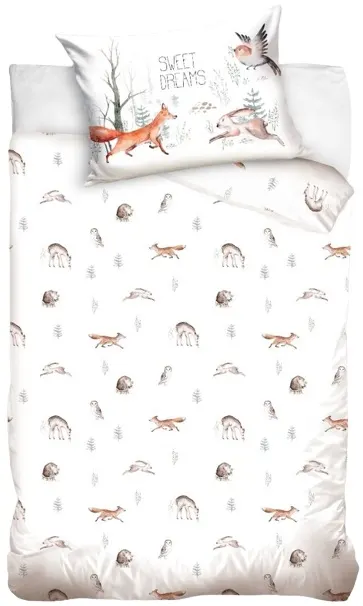 Set lenjerie de pat pentru bebeluşi Sonne - Forest Animals, 90 x 120 cm, 2 piese