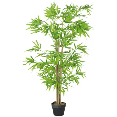 Outsunny Bambus artificial 1,20 înălțime m realist de Bambus cu Tulpini Reale - Ghiveci inclus Negru Verde | Aosom Romania