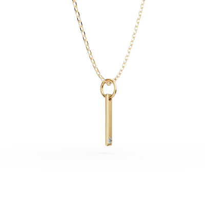 Lant cu pandantiv initiala I din aur galben cu diamant de 0.005ct