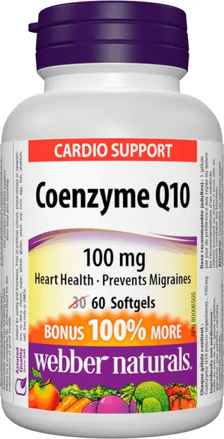 Coenzyme Q10, 100 mg, 60 capsule gelatinoase moi, Webber Naturals