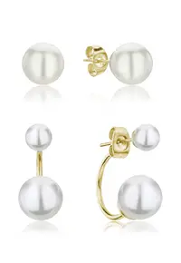 Set de cercei cu perle shell - 2 perechi - Auriu