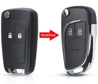 Carcasa Cheie Auto Transformare tip Briceag Techstar compatibila Opel Astra, Insignia, Meriva, Zafira, Vauxhall, Chevrolet Cruze – 2 Butoane, Elemente Cromate