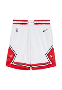 Pantaloni scurti cu talie elastica pentru baschet Chicago Bulls - Alb/Rosu vermillion