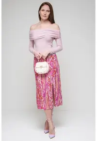 Bluza cu decolteu pe umeri - Roz pal