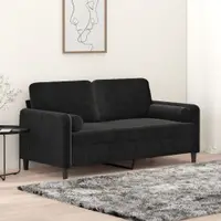 Gossi canapea cu 2 locuri cu pernute, negru, 140 cm, catifea