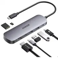 Hub USB-C Anker, 2 x USB-A 3.0 - 2 x USB-C - 1 x HDMI - 1 x SD - 1 x microSD, Gri A83D2HA1