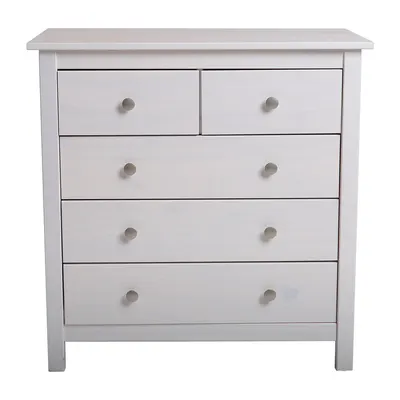 Comodă albă înaltă din lemn masiv de pin 79x80 cm Berna – Marckeric