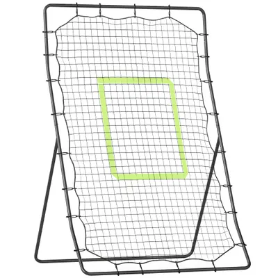 HOMCOM Plasă Rebounder Pliabilă pentru Fotbal și Baseball cu 21 de Corzi și Zonă de Precizie, 123x90x174 cm, Negru | Aosom Romania