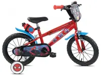Bicicleta pentru copii Denver Spiderman 14 inch, frana de mana pe ambele roti, claxon, sticla de apa, aparatoare noroi fata si spate, spite metalice, roti gonflabile
