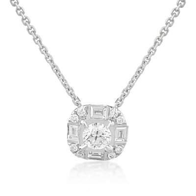 Lant cu pandantiv din aur alb cu diamante de 0.379ct