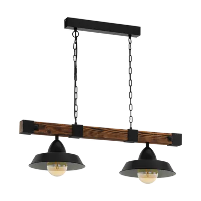 Lampa suspendata OLDBURY negru, brown rustic 220-240V,50/60Hz