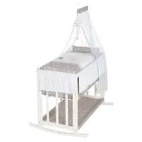 Pătuț leagăn alb cu spațiu de depozitare și baldachin 90x45 cm Indibär – Roba