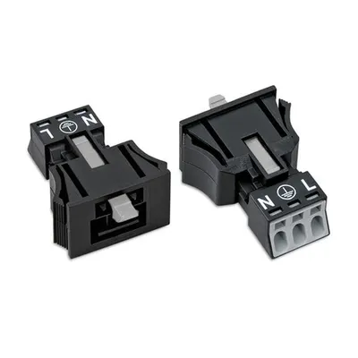 Snap-in plug; 3-pole; Cod. A; 1,50 mm²; black