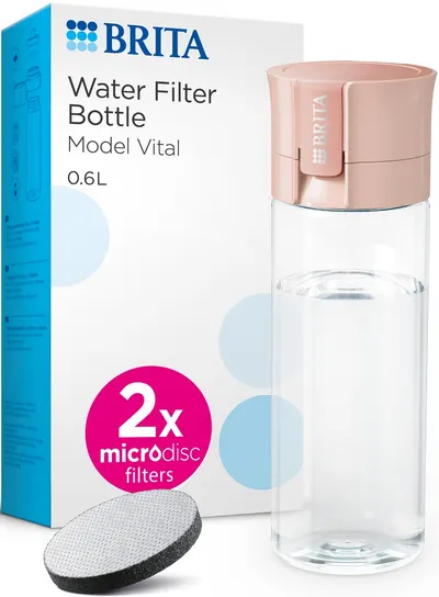 Sticlă de apă filtrantă BRITA - Vital, 0.6 l, caisă, cu 2 discuri