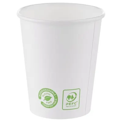 Pahare din Carton, 240 ml, Biodegradabile, Albe, 25 Bucati