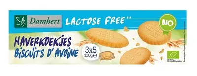 Biscuiți bio din ovăz, fără lactoză, 110 g, Damhert