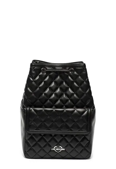 Rucsac de piele ecologica - cu aspect matlasat - Negru