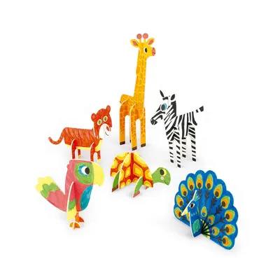 Set 6 animale 3D din spumă de colorat și asamblat
