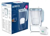 Cană de filtrare apă BRITA - Glass LED One, 2.5 l, sticlă, albastru deschis