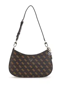 Geanta de umar cu model monograma - Negru/Caramel