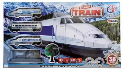 Tren cu baterii Raya Toys - Tren pe șine, 38 piese