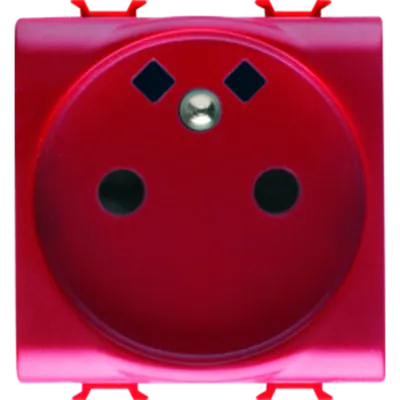 French Standard Priza 250v Ac - Quick Wiring Terminals - For Dedicated Lines - 2p+e 16a - 2 Modules - Red - Chorus