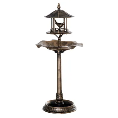 Outsunny Baie pentru păsări, adăpătoare și ghiveci 3 în 1 dim. Ø 50 x 113H cm polipropilenă bronz antic | Aosom Romania