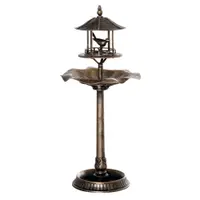 Outsunny Baie pentru păsări, adăpătoare și ghiveci 3 în 1 dim. Ø 50 x 113H cm polipropilenă bronz antic | Aosom Romania