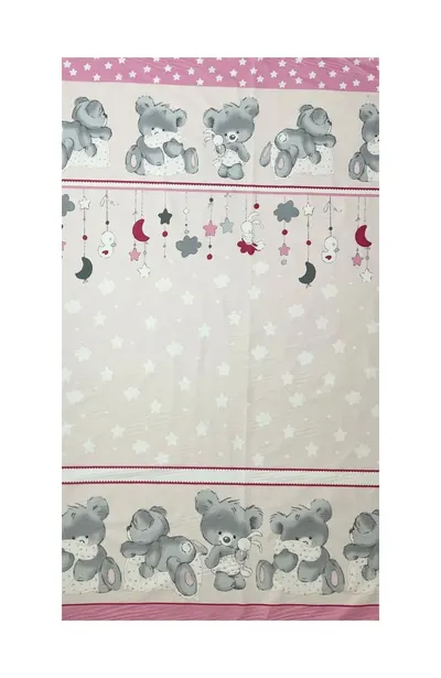 Set 2 cearceafuri din bumbac pentru saltea 120x60 cm Beberoyal BearsRabbit Roz