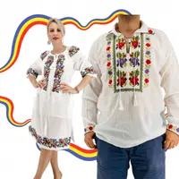 Set Cuplu Traditional 383 Camasa Traditionala si Rochie Traditionala