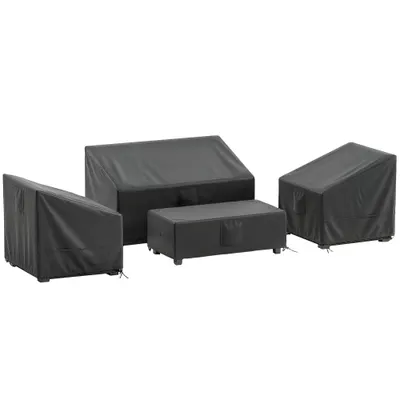 Outsunny Huse pentru Mobilier de Grădină 4 Piese, Impermeabile, Negru | Aosom Romania