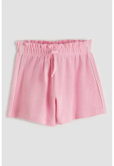 Pantaloni scurti din bumbac cu model texturat - Roz