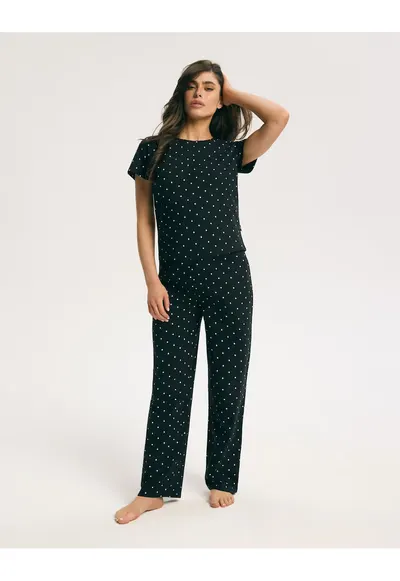 Pijama dama Clasica Buline Macchioato - Negru